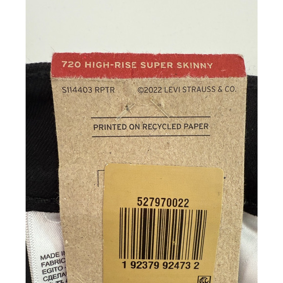 Levi's Women 720 High Rise Super Skinny Zip Fly Black Jeans 24x28 - Picture 9 of 12